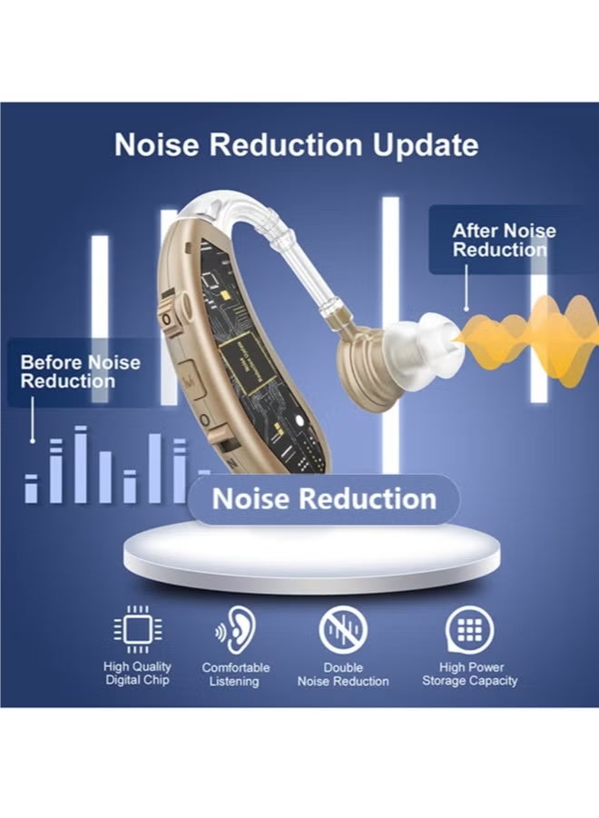 Hearing Aid Rechargeable with Noise Cancelling, Digital Invisible Hearing Amplifier Aids with Volume Control - Image 3